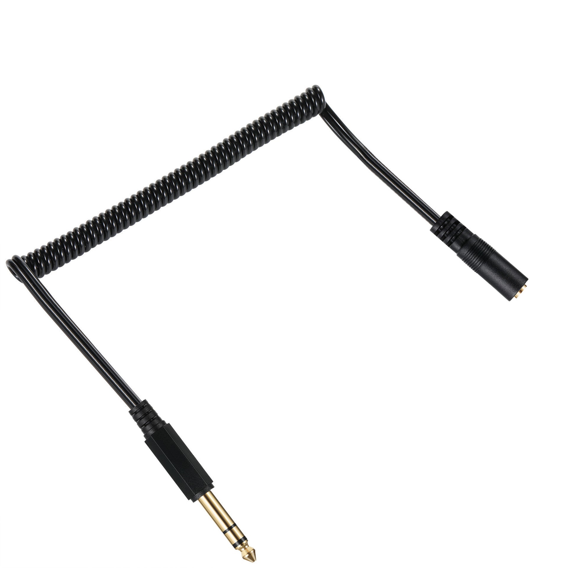 6.35mm Male TRS 1/8 to 3.5mm Female Coiled Headphone Audio Cable