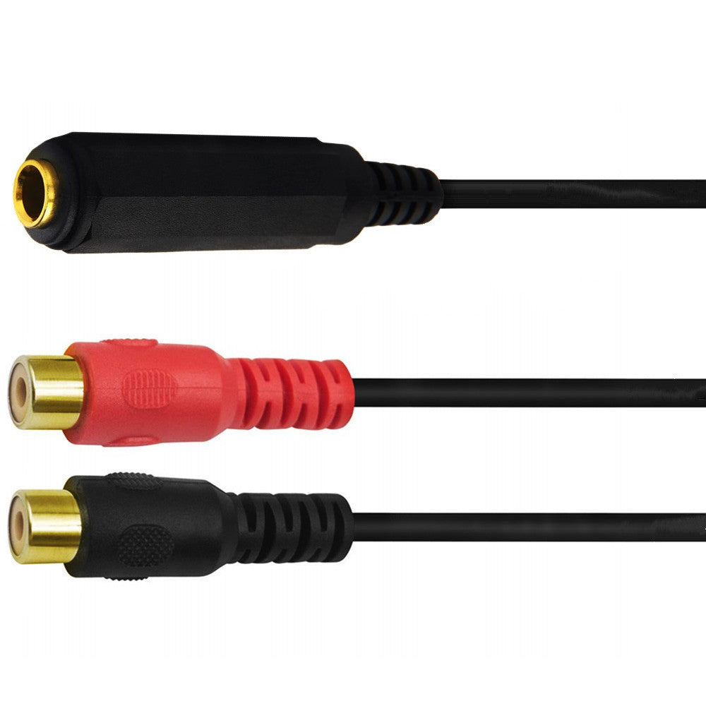 20cm 6.35mm (1/4”) Stereo Female Jack to Dual RCA Female Y Splitter Audio Cable