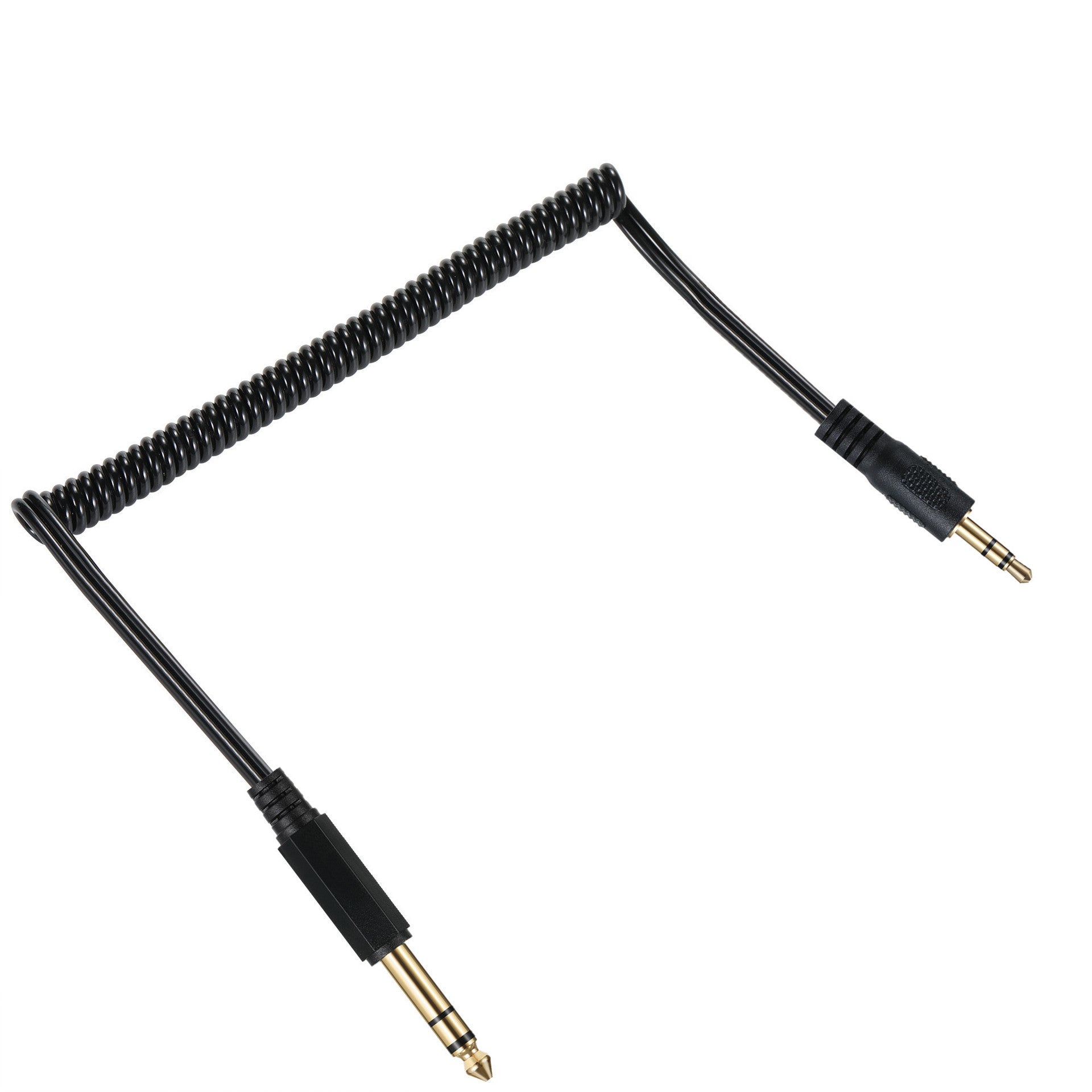 3.5mm AUX Male TRS to 6.35mm Male TS Audio Stereo HiFi Coiled Cable