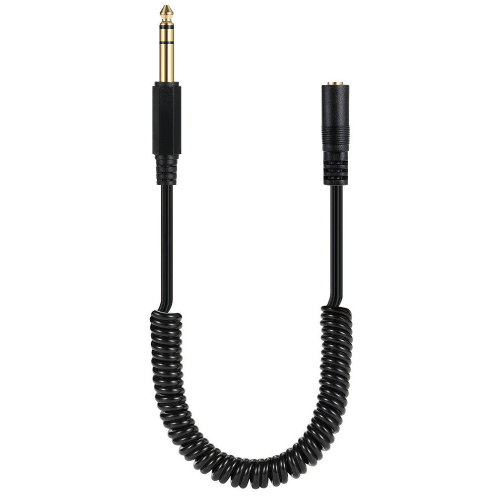 6.35mm Male TRS 1/8 to 3.5mm Female Coiled Headphone Audio Cable