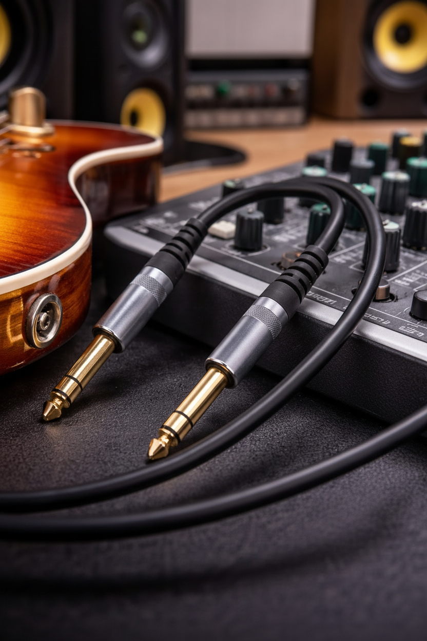 1/4 inch TRS stereo jack to jack professional audio lead 6.35mm