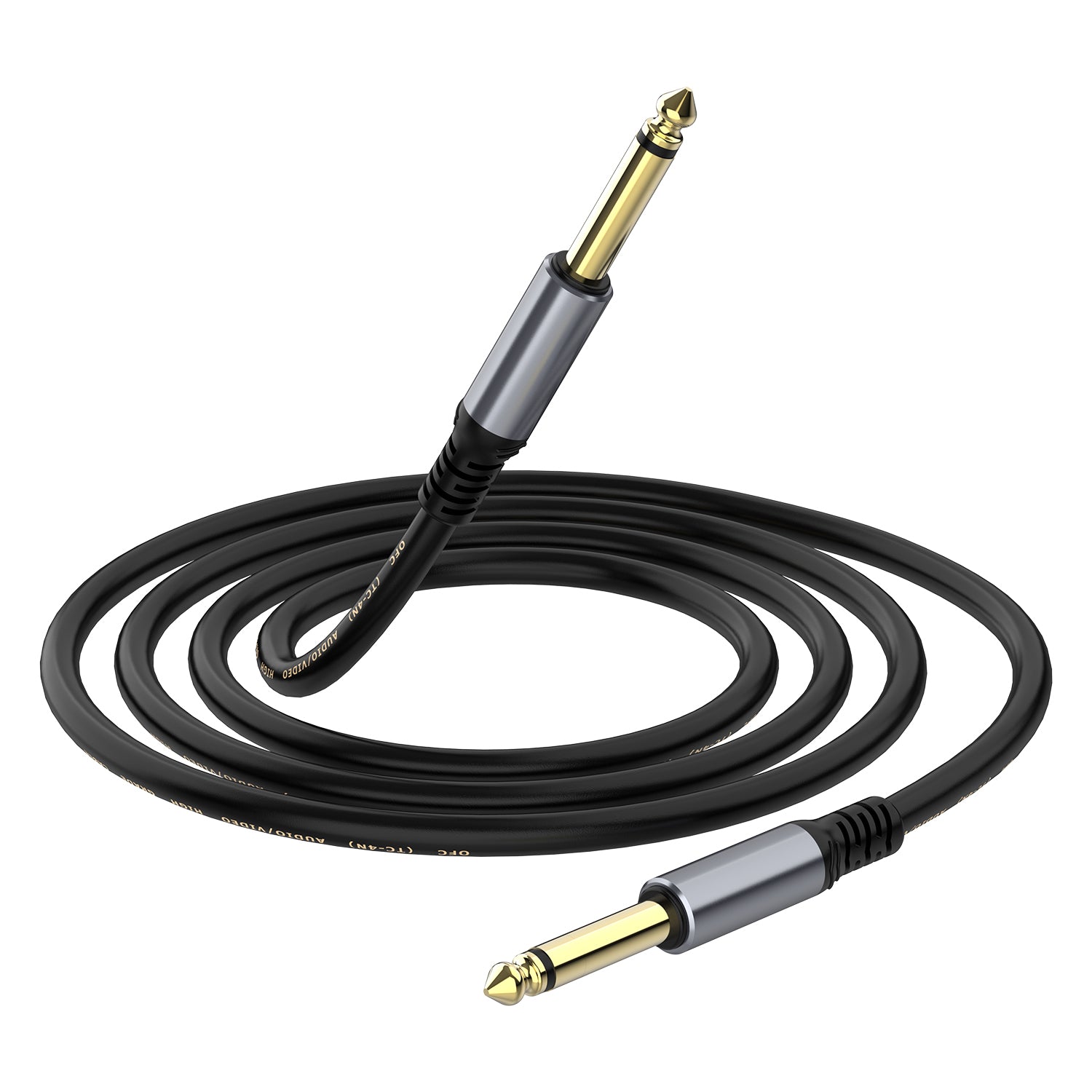 6.35mm 1/4 inch mono and TRS stereo male to male jack cable for guitar, bass, keyboard and amplifier connections