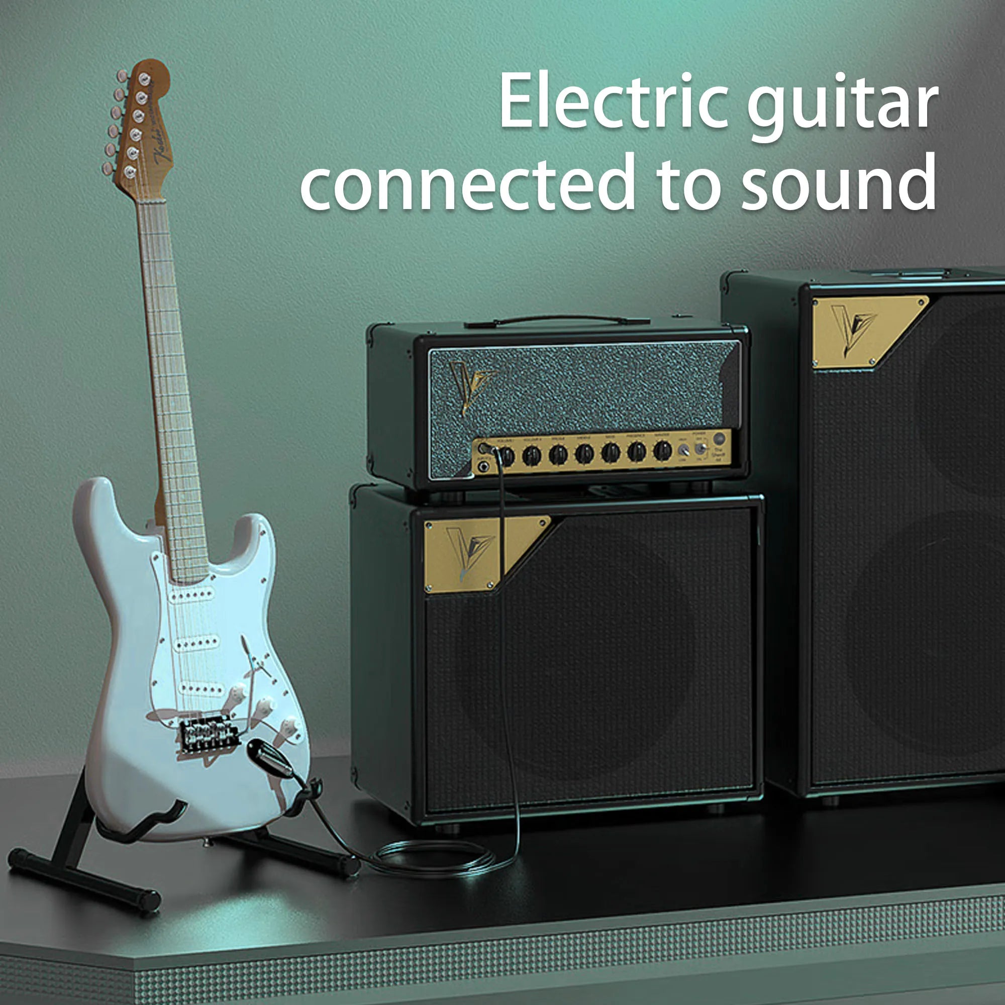 6.35mm 1/4 inch mono and TRS stereo male to male jack cable for guitar, bass, keyboard and amplifier connections