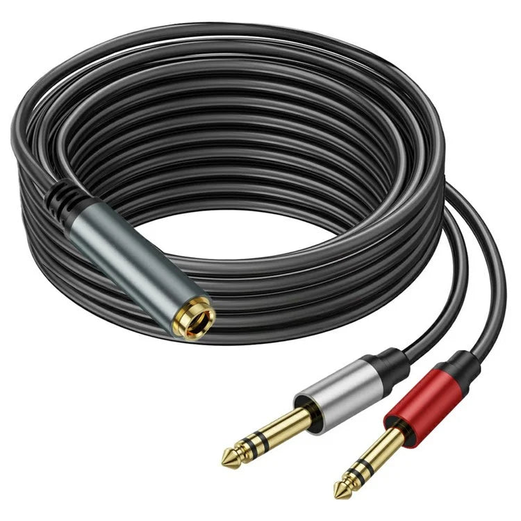 Stereo audio Y splitter 6.35mm jack