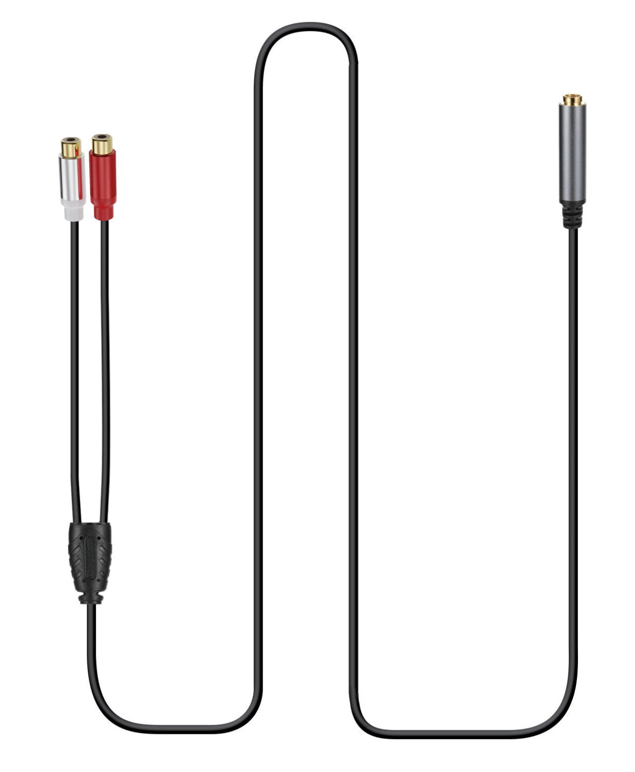 Black 6.35mm female to RCA audio extension cable