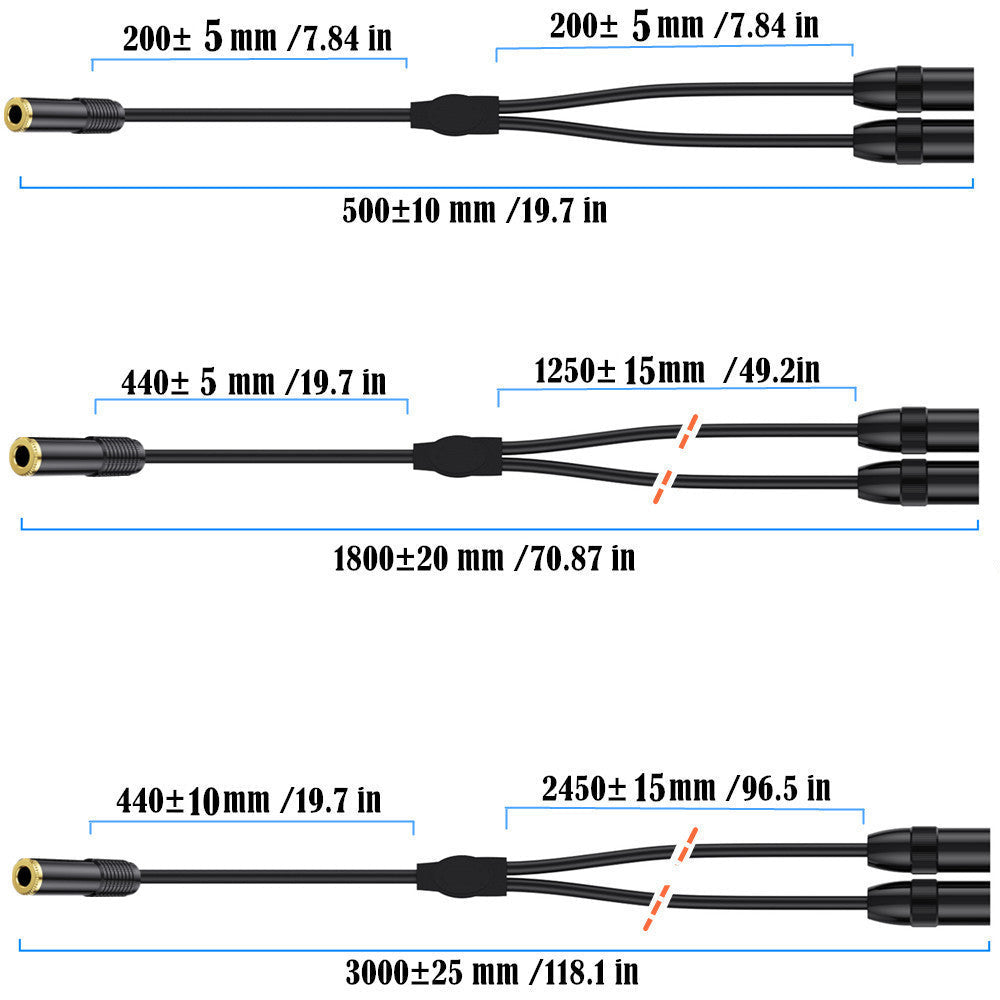 1/4 inch TRS to dual XLR 3 pin male balanced audio adapter
