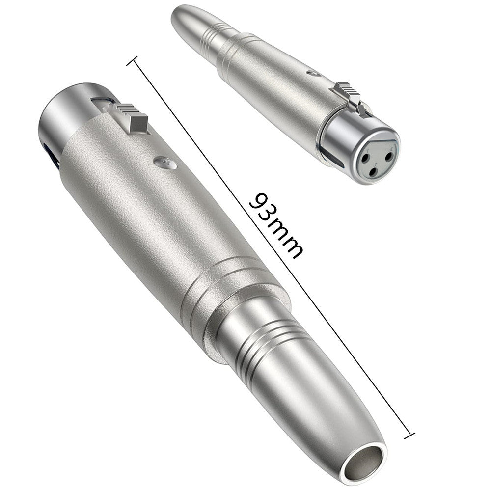 Metallic pen-like device with dimensions indicated on a white background