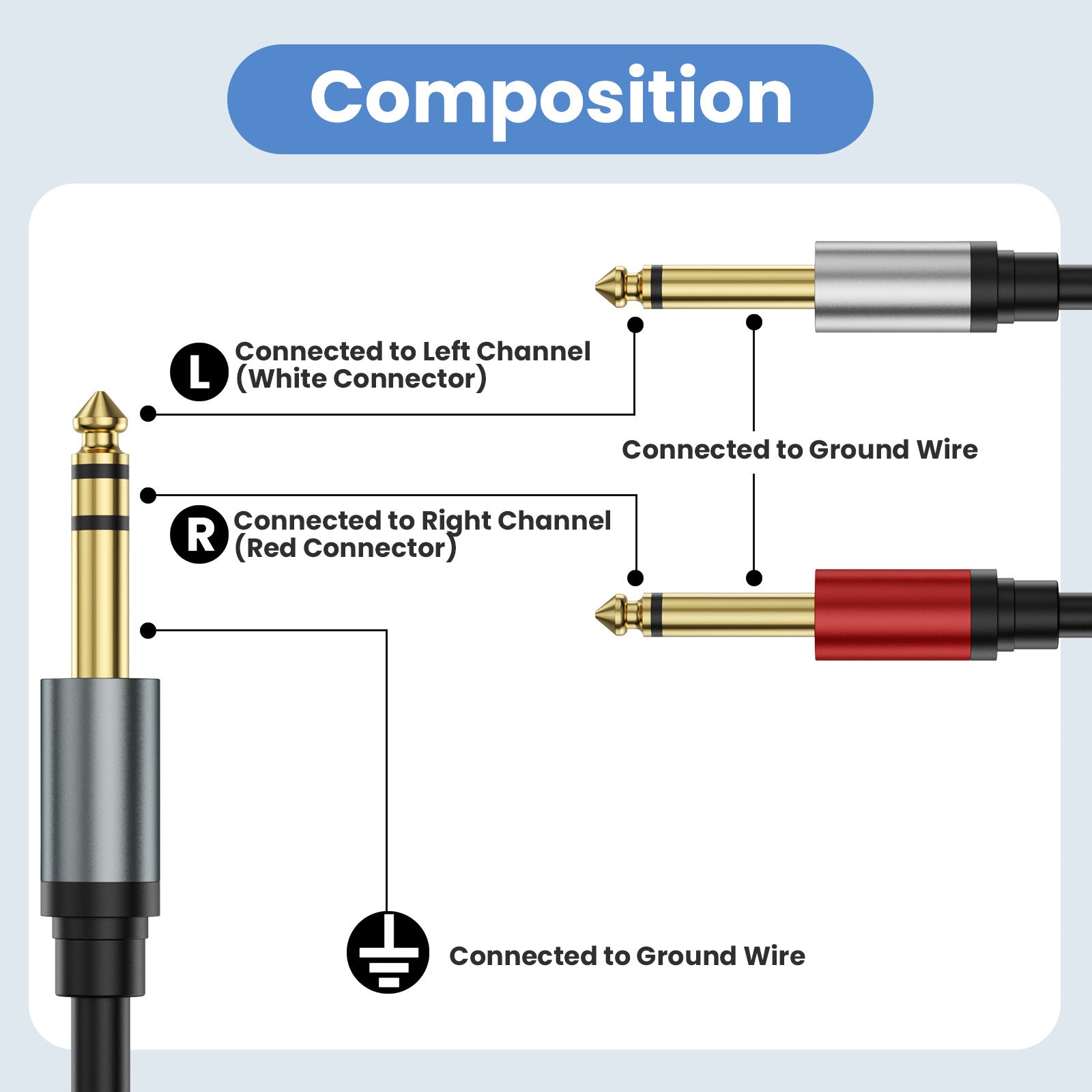 6.35mm Y splitter insert cable