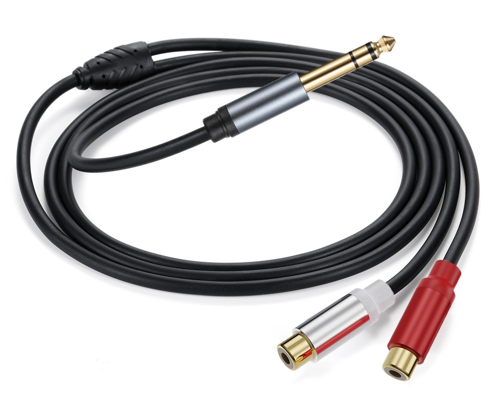 Shielded TRS to RCA Y audio lead