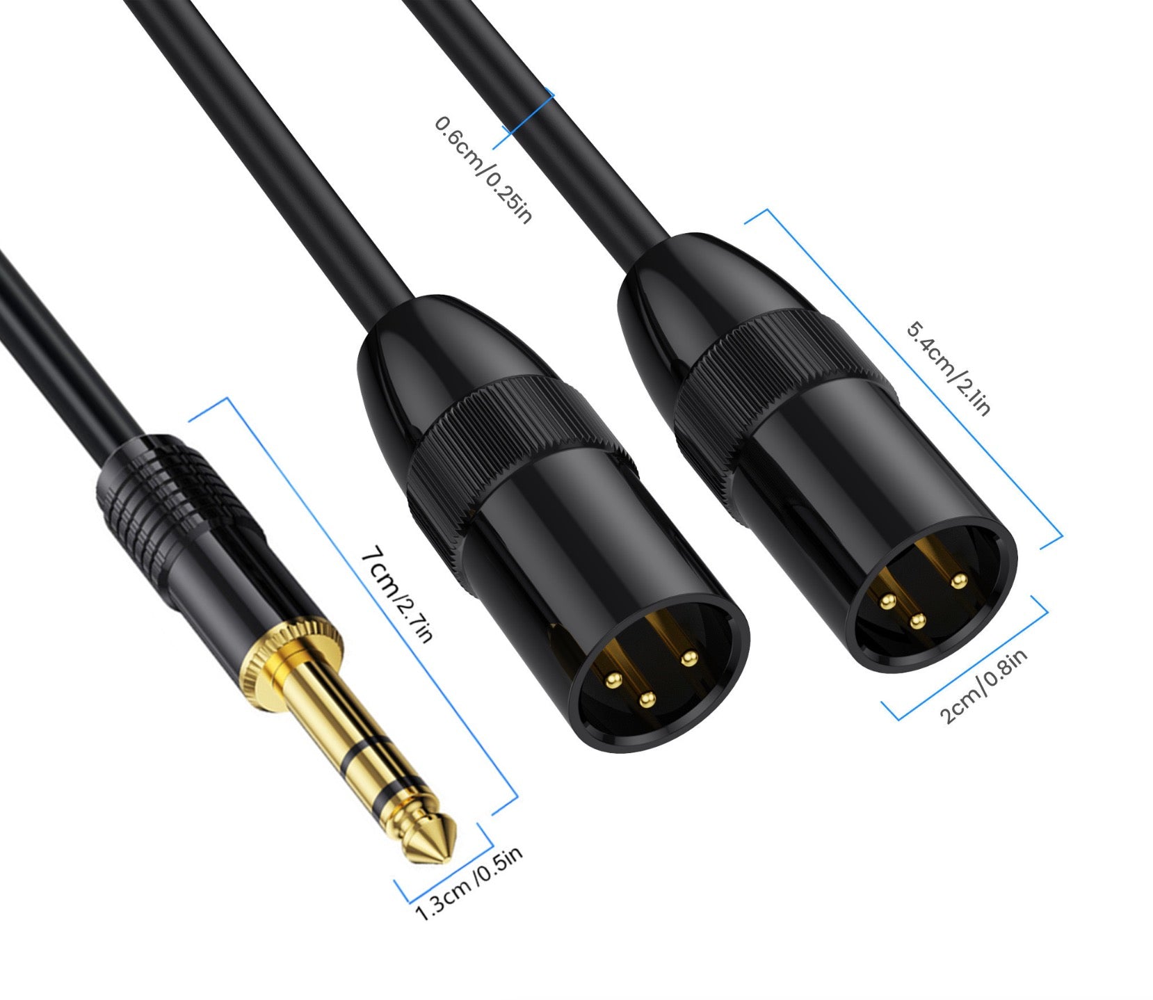 Dual XLR male connectors with 6.35mm TRS plug