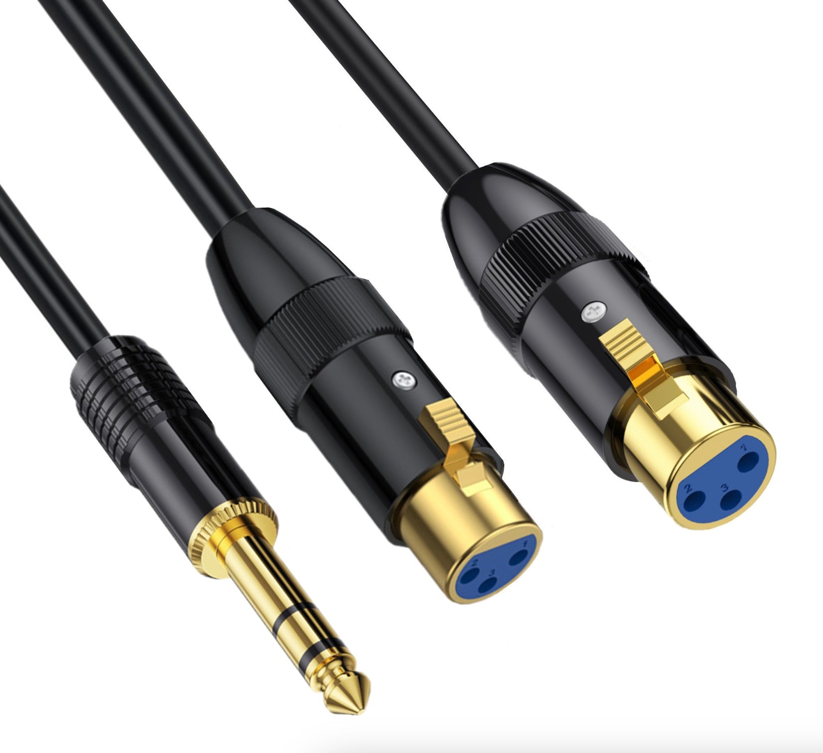 6.35mm TRS male to dual XLR female Y splitter cable
