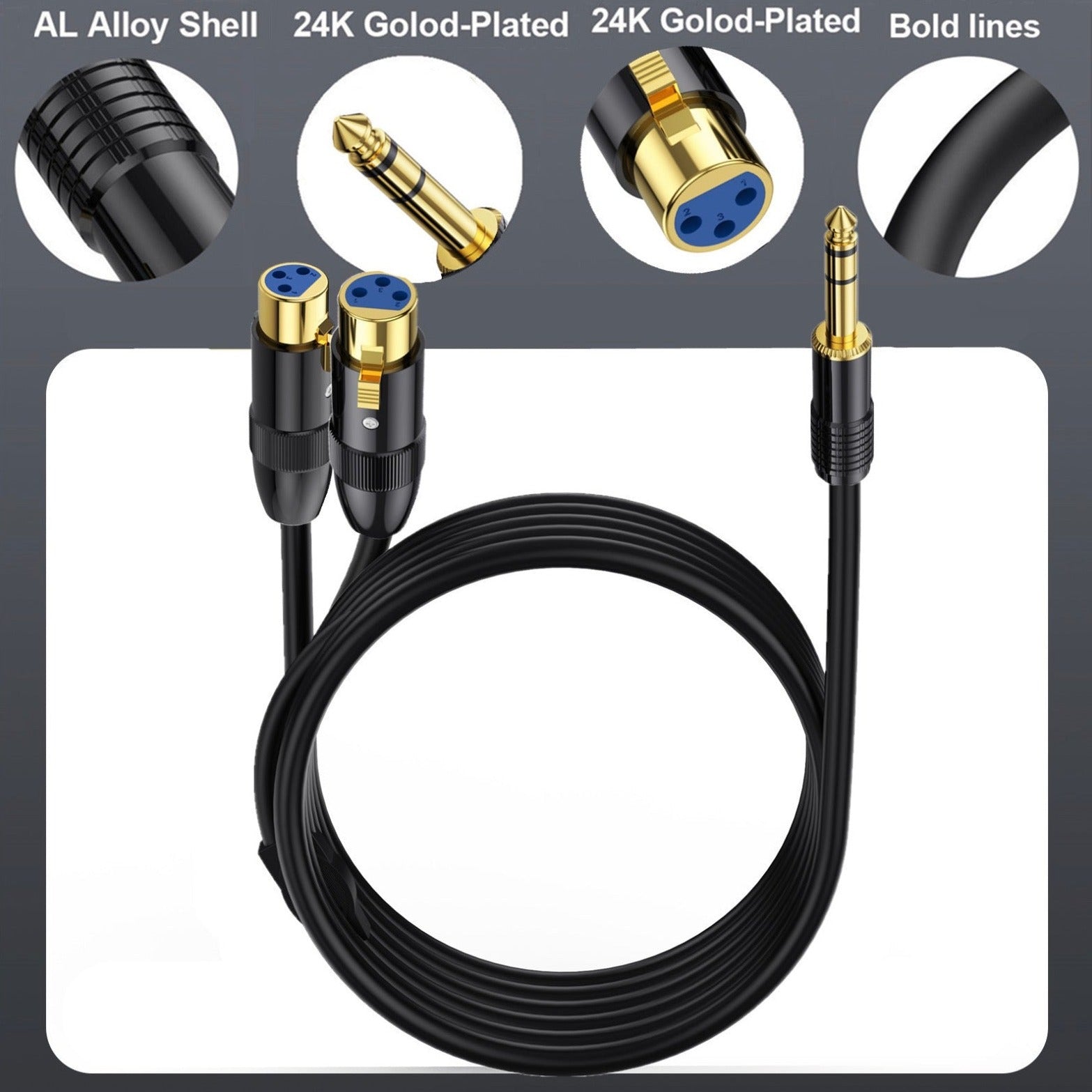 Professional 1/4 inch to XLR Y cable black