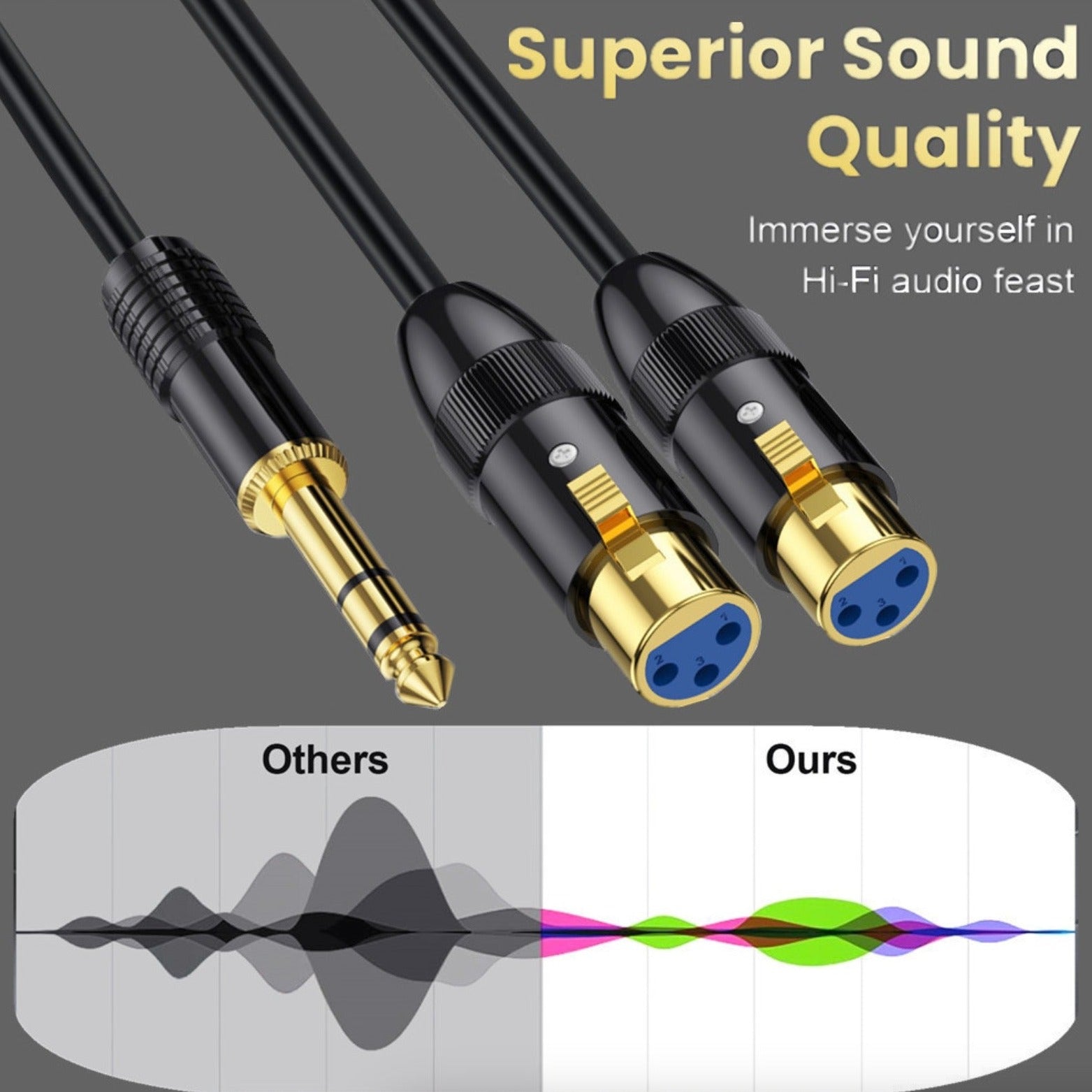 Dual XLR female connectors with 6.35mm TRS plug