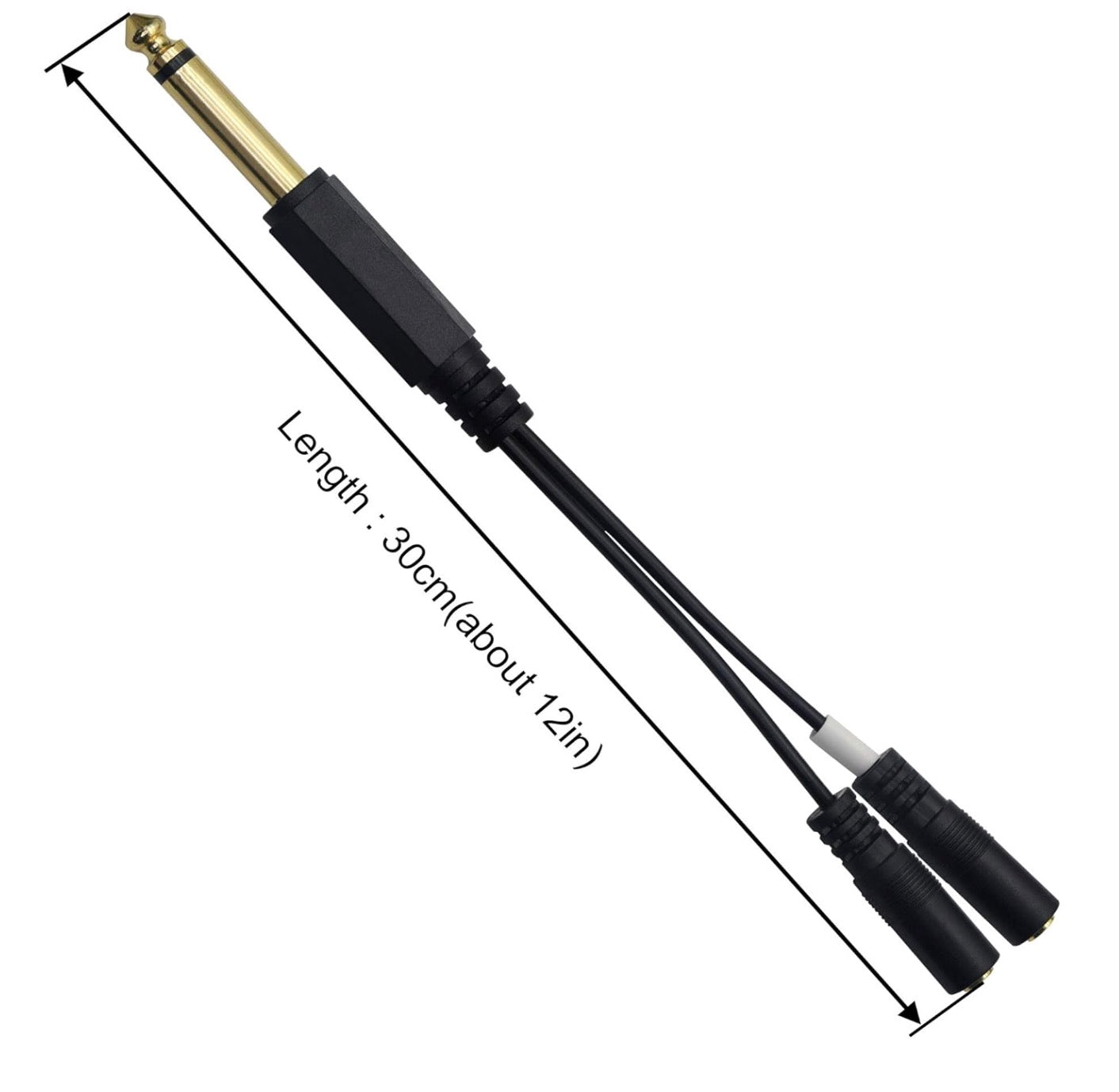 6.35mm stereo jack to dual 3.5mm TRRS splitter for amplifiers and mixers