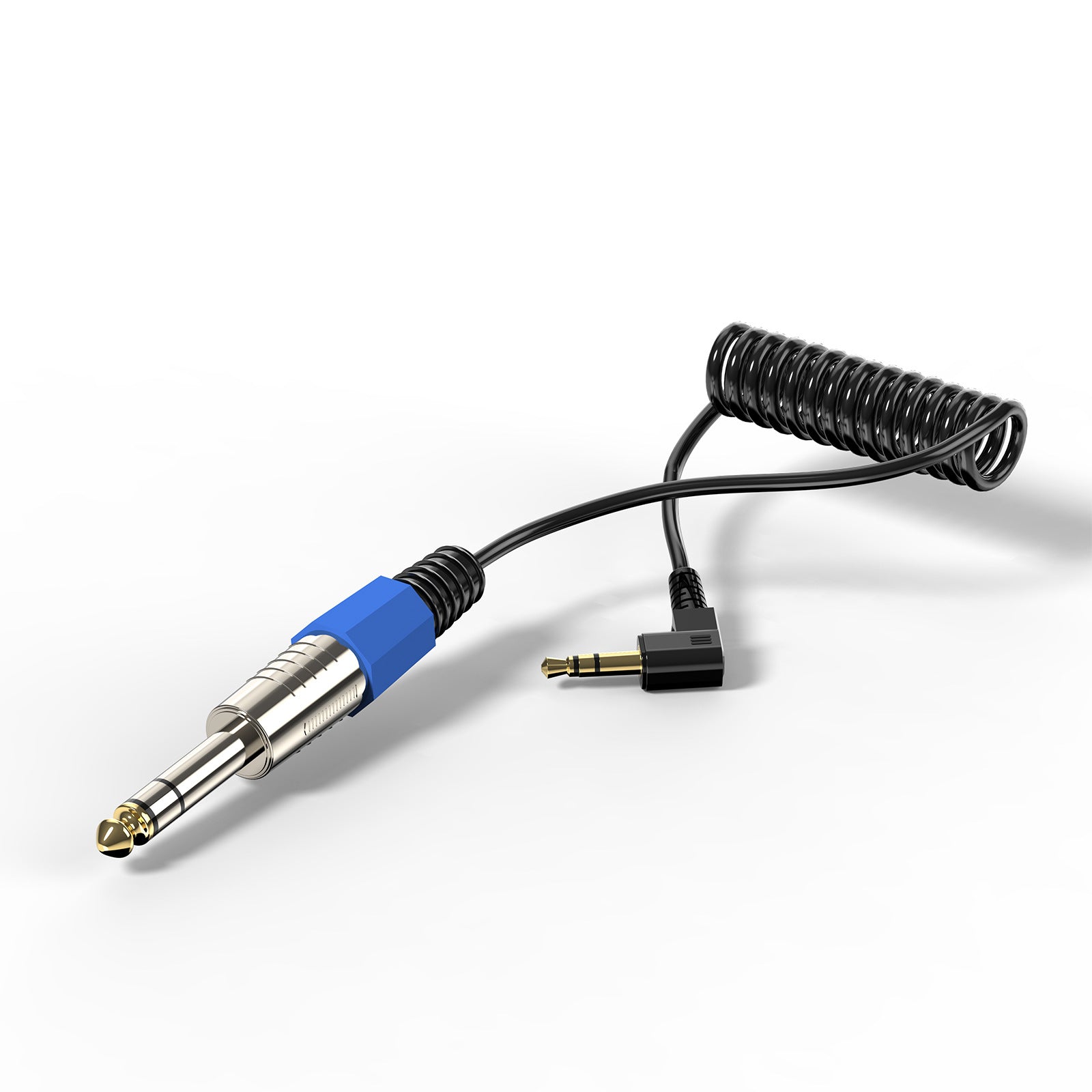 1/4 inch to 1/8 inch AUX coiled audio lead