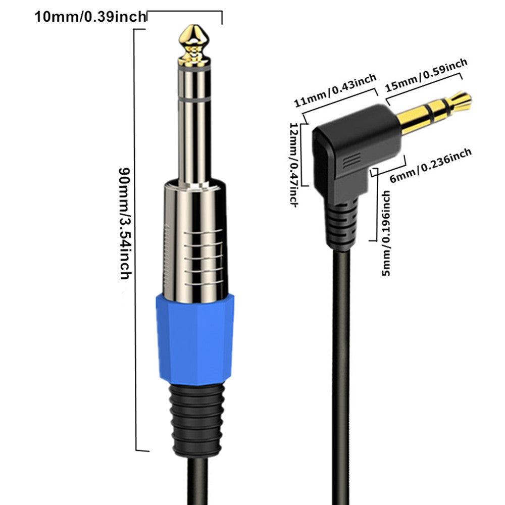 Angled 6.35mm to 3.5mm stereo guitar audio cable