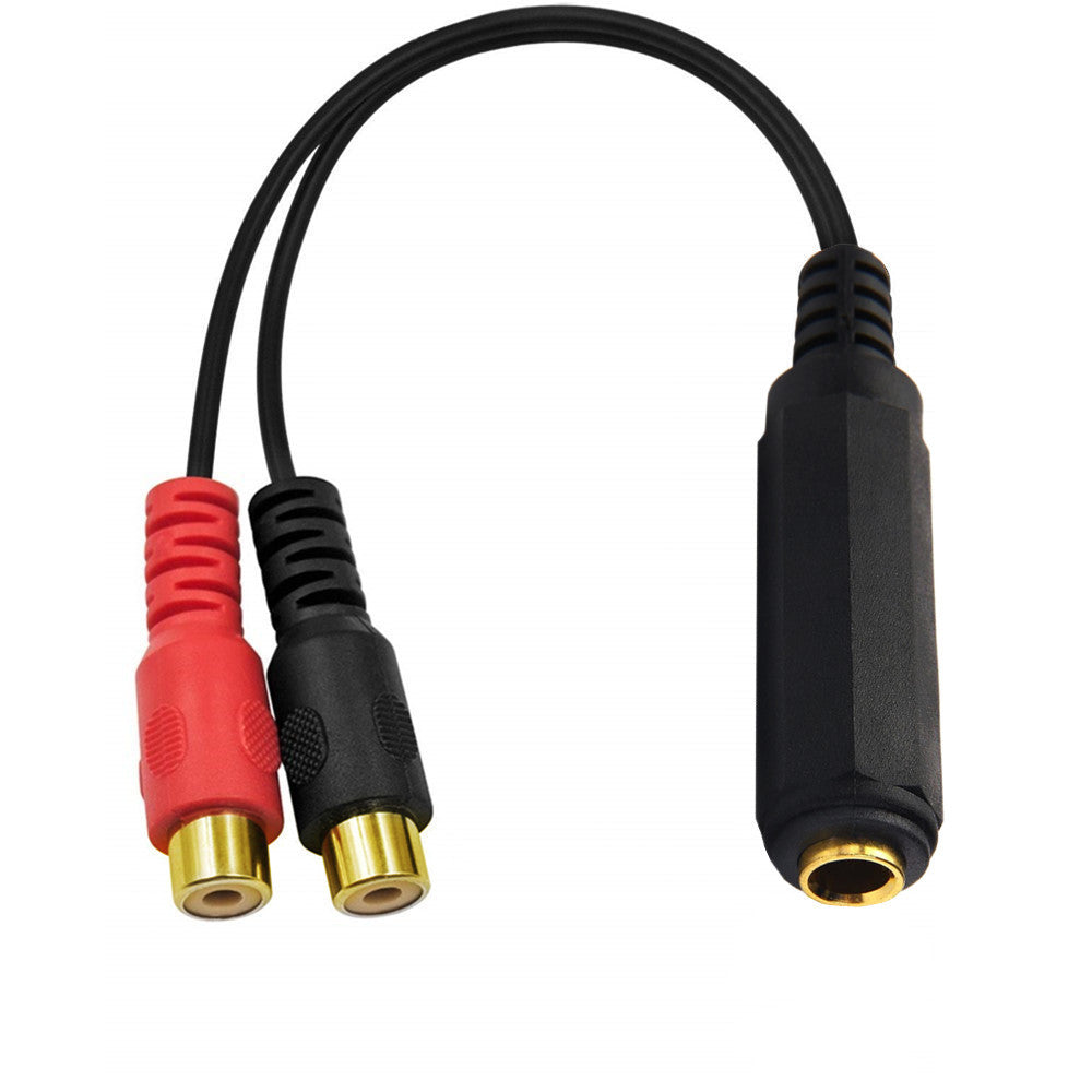 20cm 6.35mm (1/4”) Stereo Female Jack to Dual RCA Female Y Splitter Audio Cable