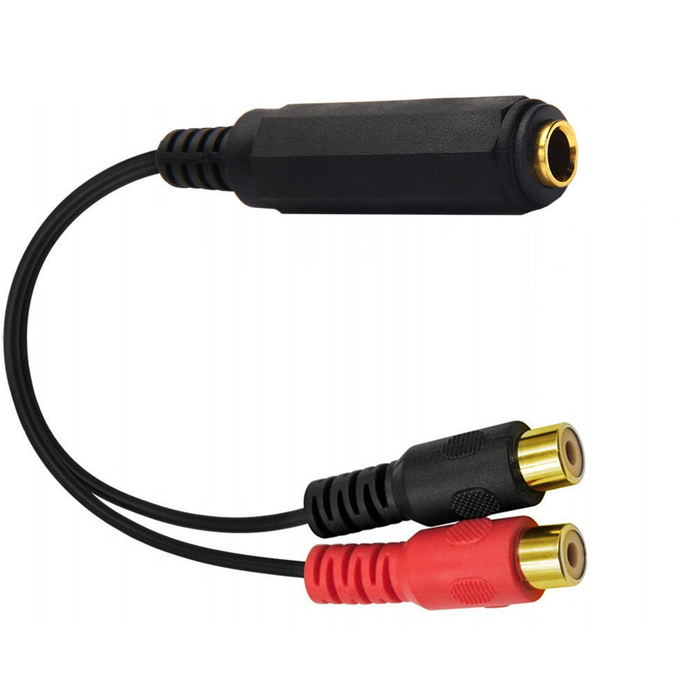 20cm 6.35mm (1/4”) Stereo Female Jack to Dual RCA Female Y Splitter Audio Cable