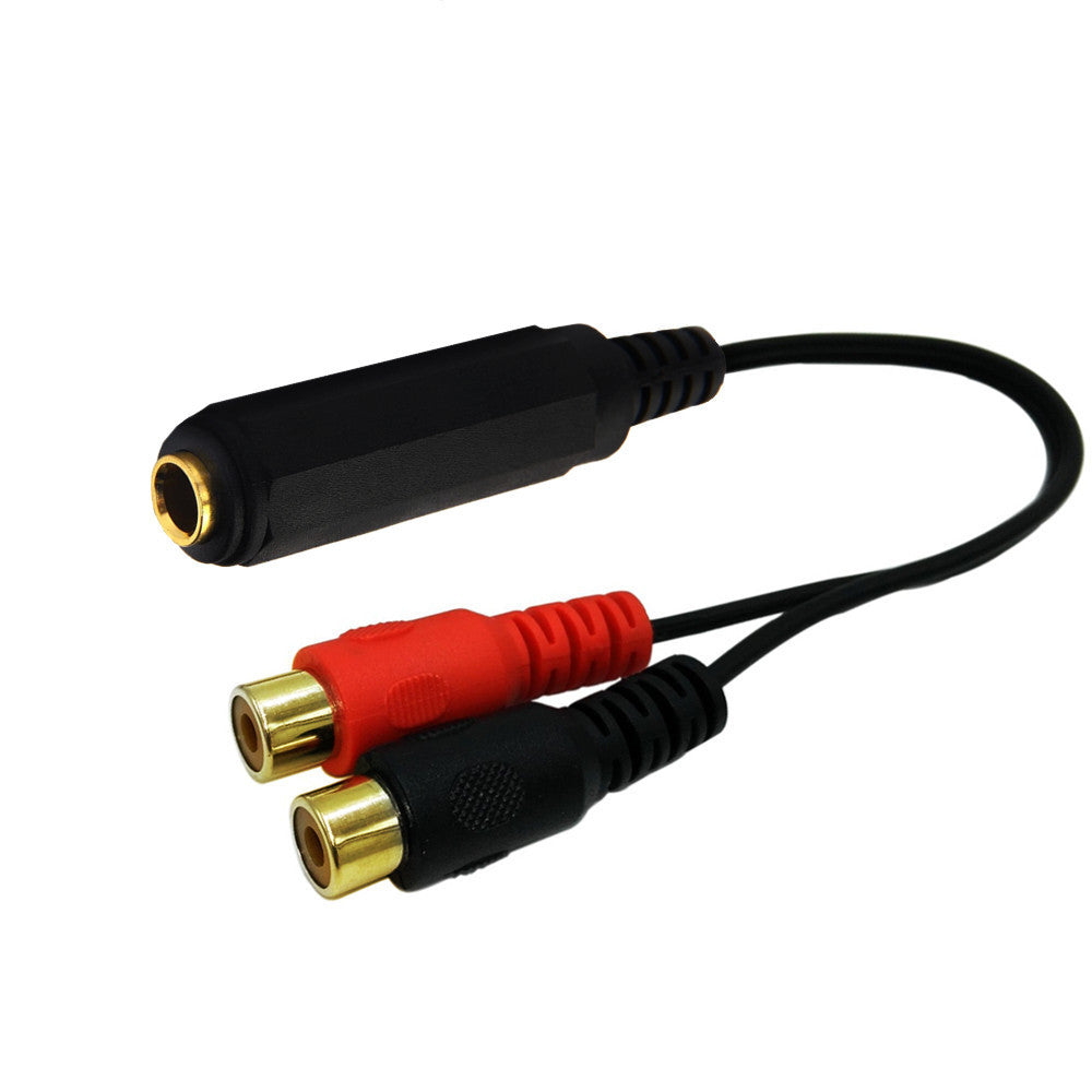 20cm 6.35mm (1/4”) Stereo Female Jack to Dual RCA Female Y Splitter Audio Cable