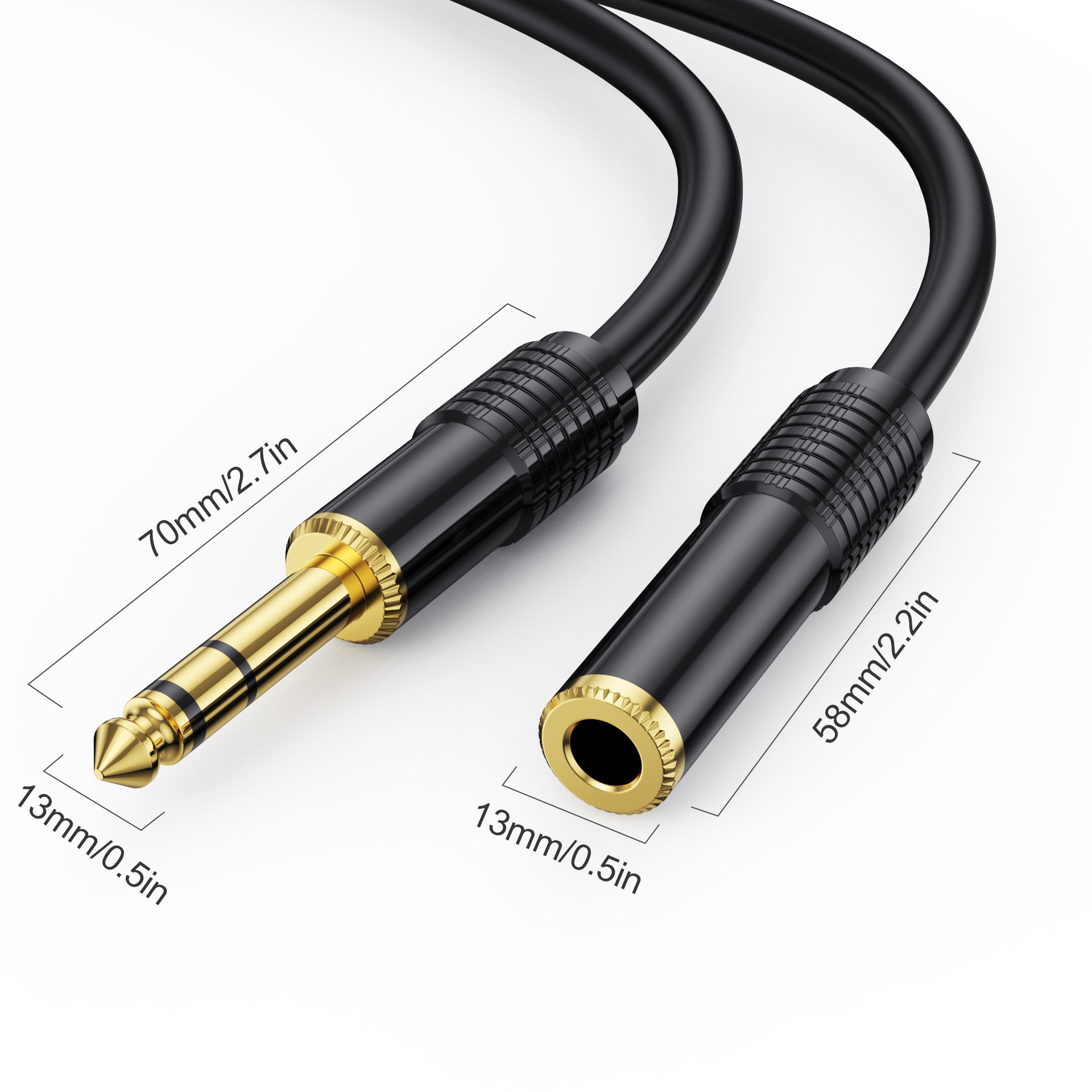 6.35mm 1/4 inch TRS Stereo Male to Female Balanced Audio Extension Cable