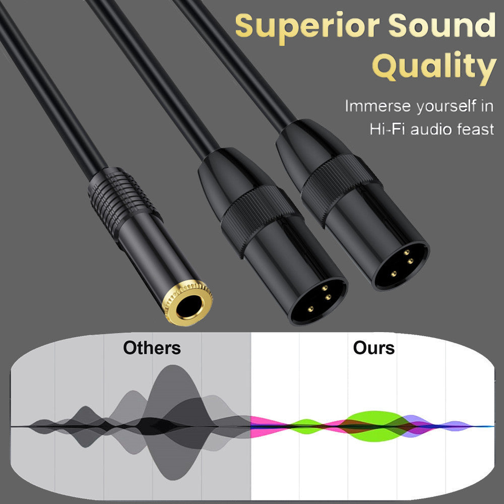 6.35mm 1/4" TRS''Female to Dual XLR 3 Pin Male Y Splitter, TRS to XLR Dual Channel interconnect Audio Cable