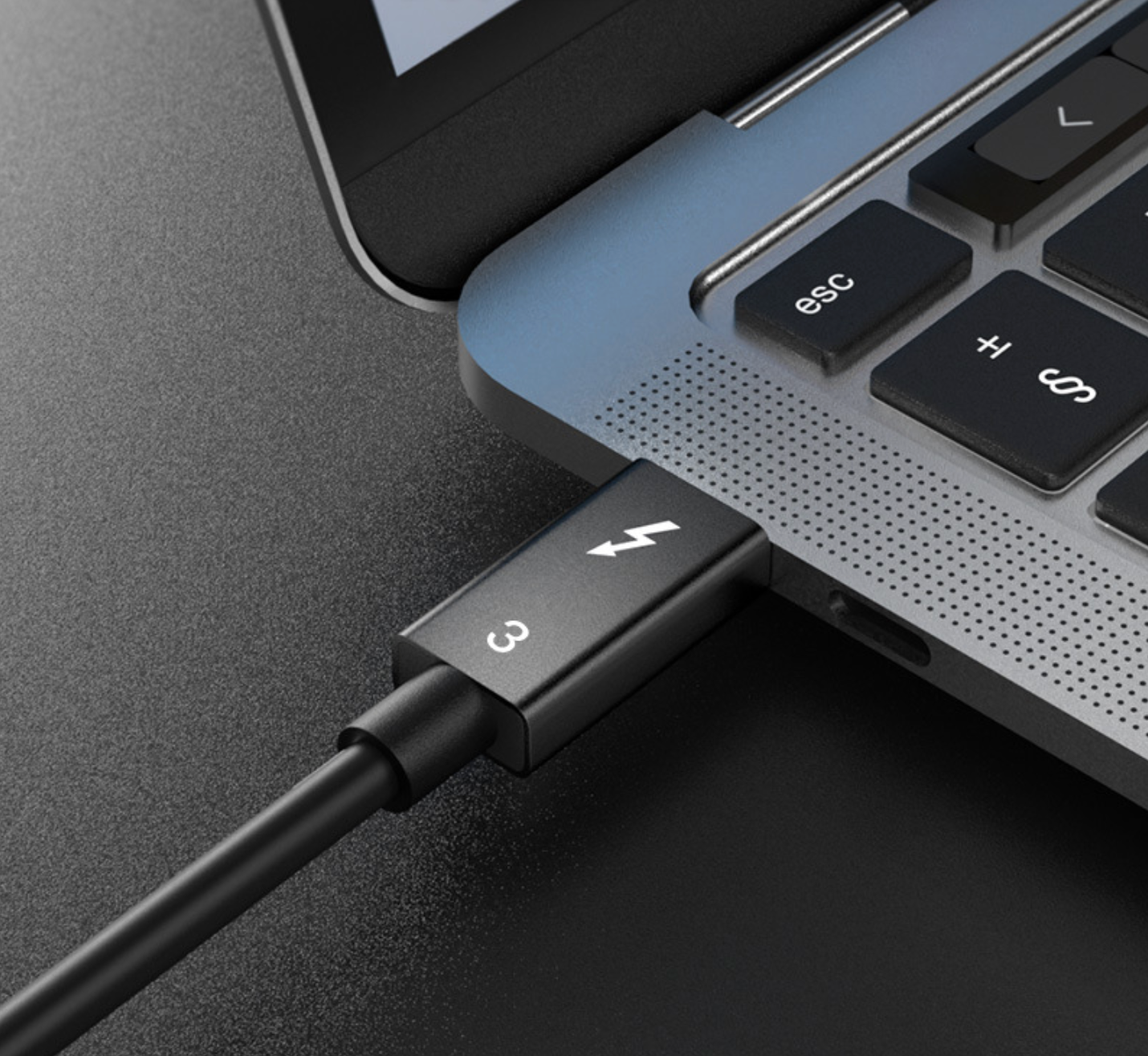 Thunderbolt 3 USB-C 40Gbps 100W fast charging cable black 0.5m