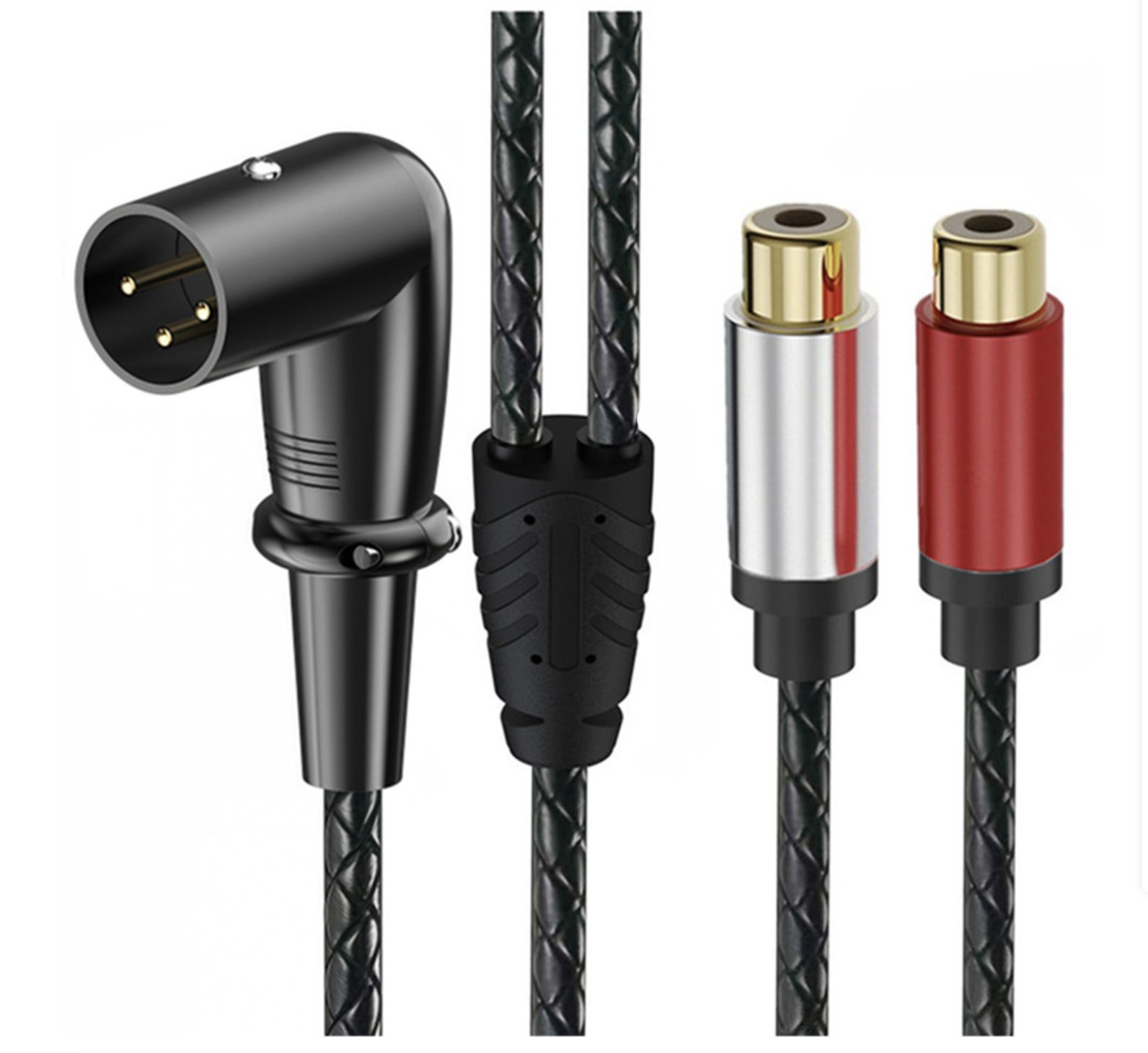 XLR 3 Pin Male to Dual RCA Female Adapter – Y Splitter Patch Cable for Audio Mixers & Amplifiers