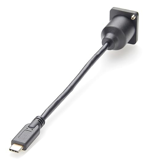 USB C Panel Mount Extension Cable, USB 3.1 Type C Female to Male Mount Socket