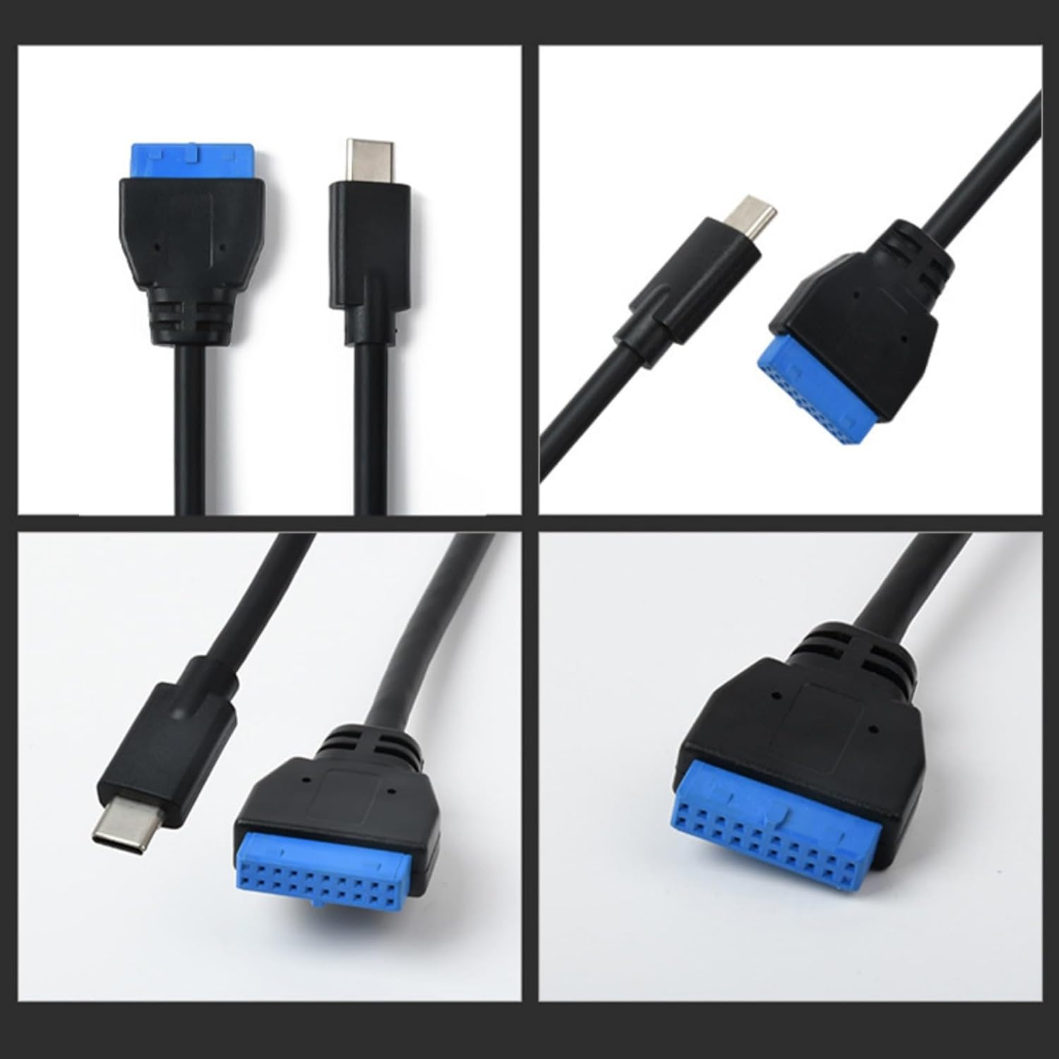 USB-C to 20 Pin Internal Header Extension Cable – Type-C Male to IDC 20 Pin Female Front Panel Adapter (1m, 5Gbps)