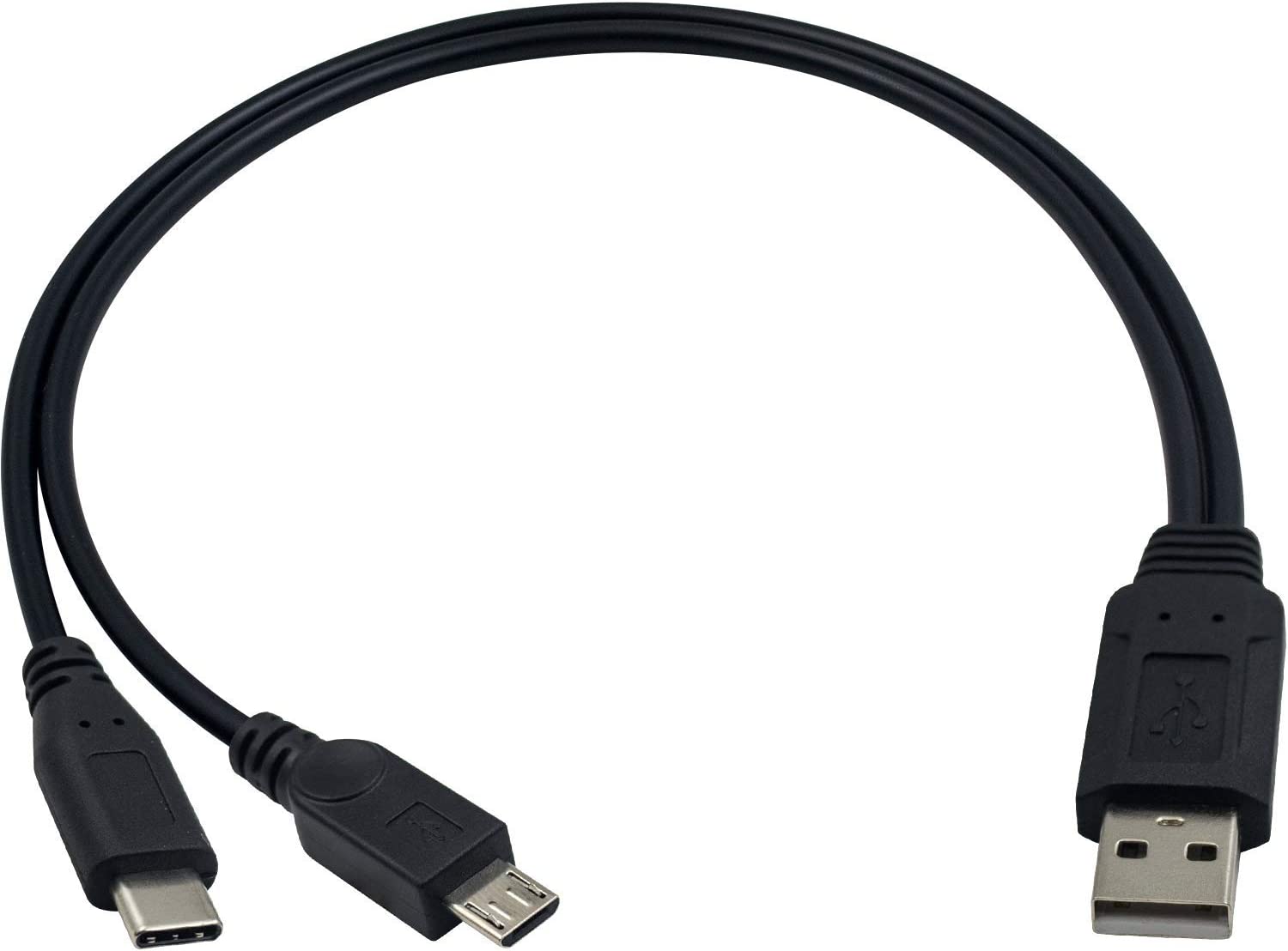 USB 2.0 A Male to Type C & Micro USB Charging Splitter Cable