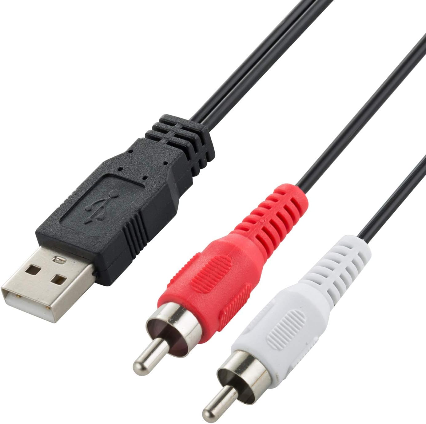 2 RCA Male to USB 2.0 A Male AV Audio Video Splitter Cable