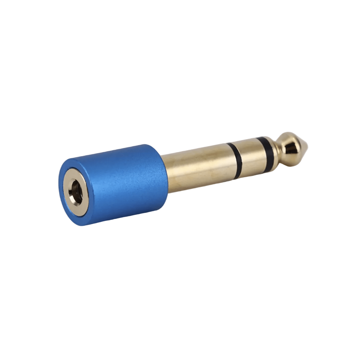 6.35mm to 3.5mm stereo audio adapter blue aluminium housing