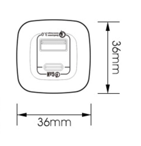 Dual port USB-C and USB-A GaN charger UK wall plug
