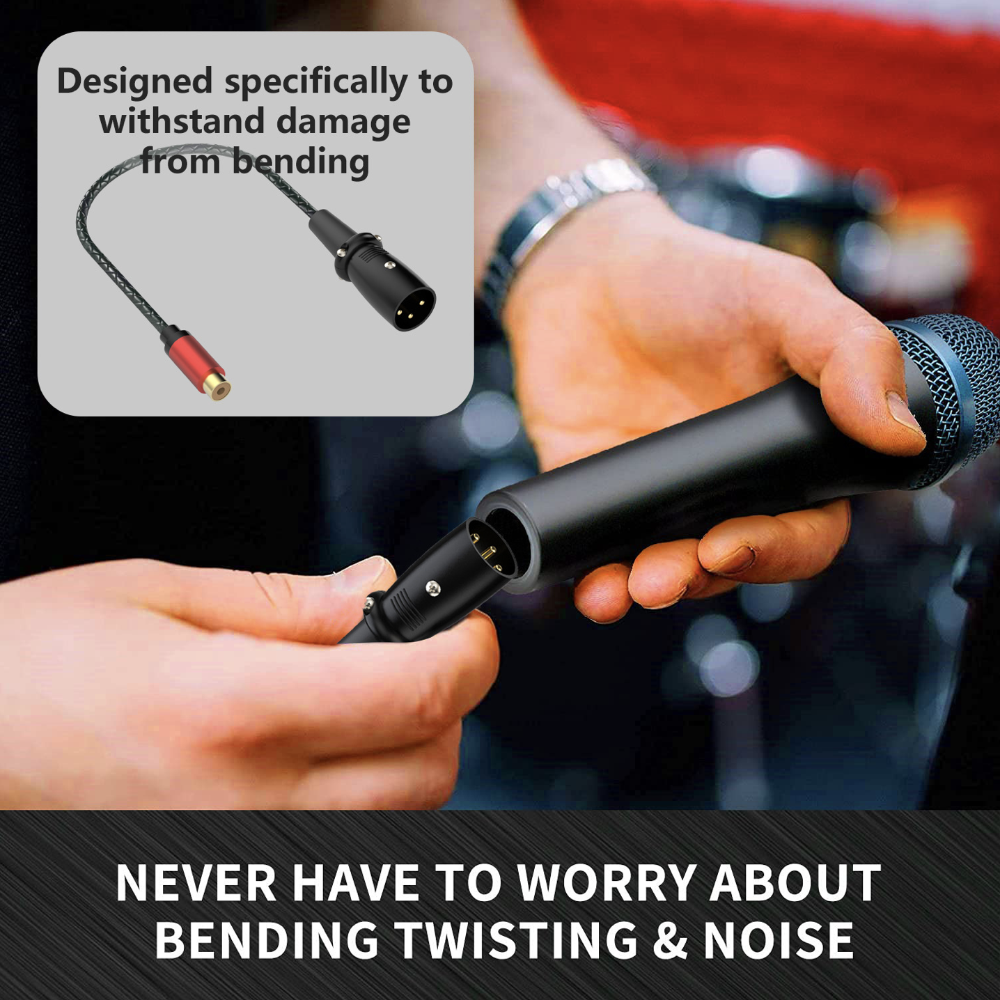 XLR Male 3 Pin to RCA Female Audio Cable – Professional Stereo Adapter for Audio Mixers & Amplifiers