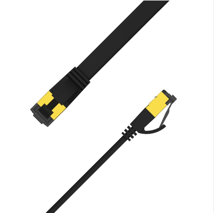 Industry-Rated Cat7 FlatPro U/FTP 32AWG Flat Patch Cable with Anti-Bending Plug (10Gbps, 600MHz) – 0.3m to 20m