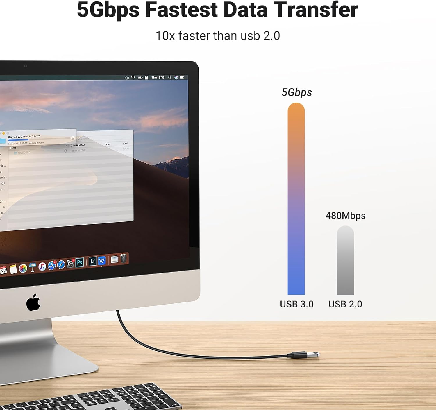 USB 3.0 Extension Cable, A Male to A Female Data Cord, 5Gbps