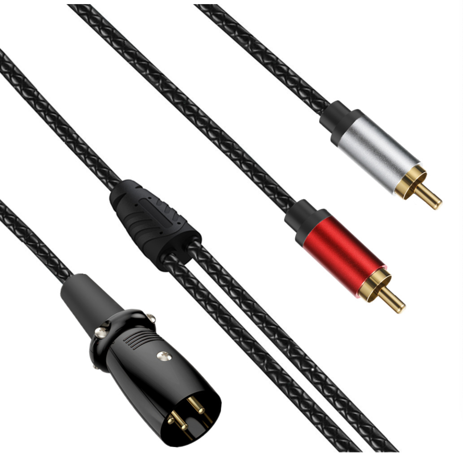 XLR Male to Dual RCA Male Y Splitter Cable – 3 Pin XLR to 2 RCA Stereo Audio Adapter for Microphone, Mixer & Amplifier