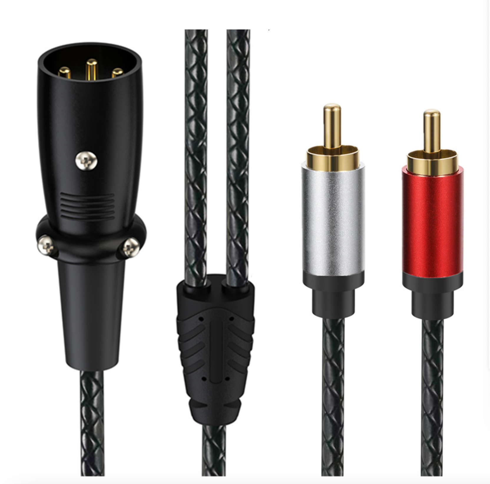 XLR Male to Dual RCA Male Y Splitter Cable – 3 Pin XLR to 2 RCA Stereo Audio Adapter for Microphone, Mixer & Amplifier