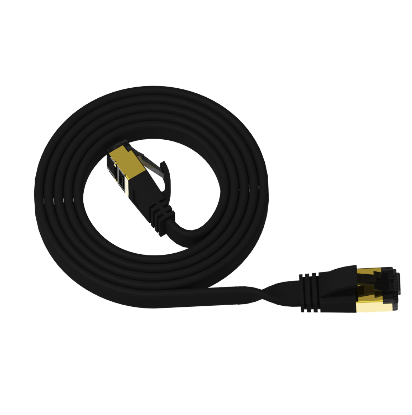 Industry-Rated Cat7 FlatPro U/FTP 32AWG Flat Patch Cable with Anti-Bending Plug (10Gbps, 600MHz) – 0.3m to 20m