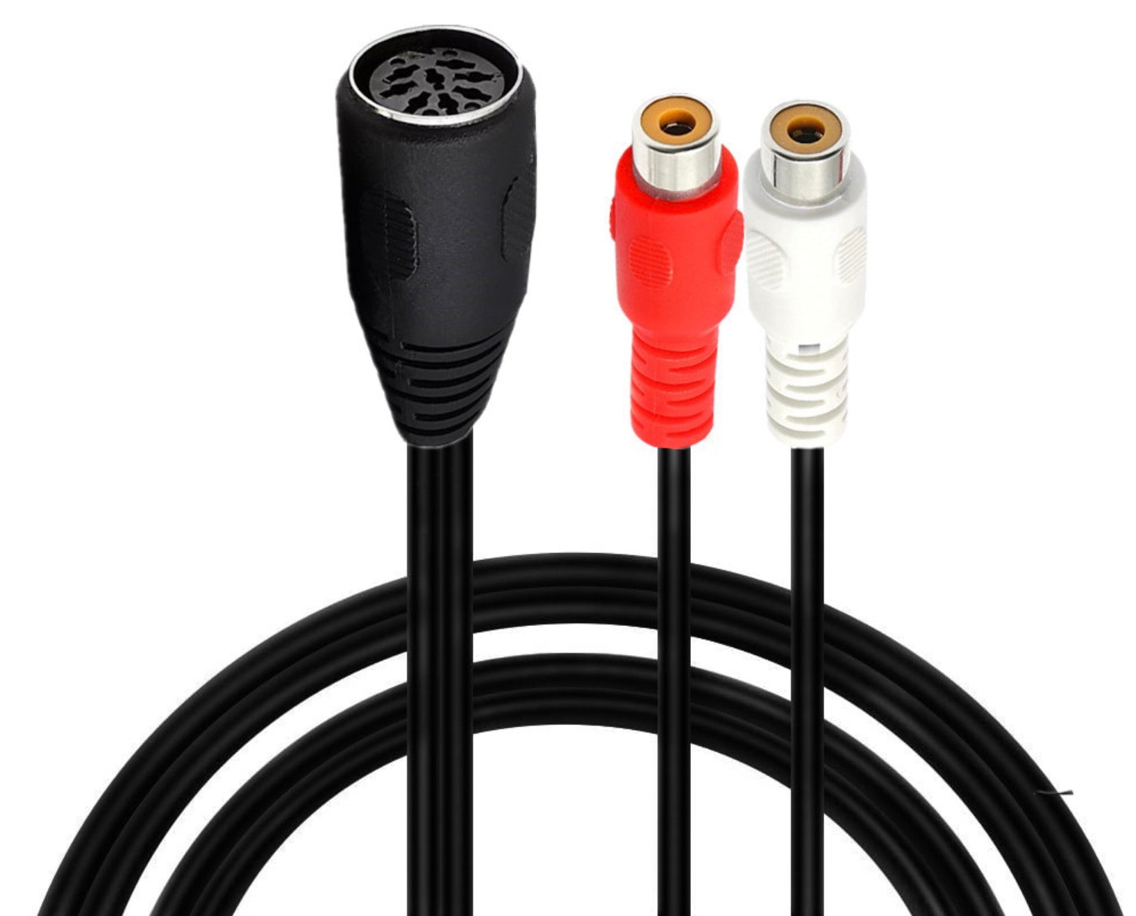 8-pin DIN female to dual RCA female audio Y splitter cable