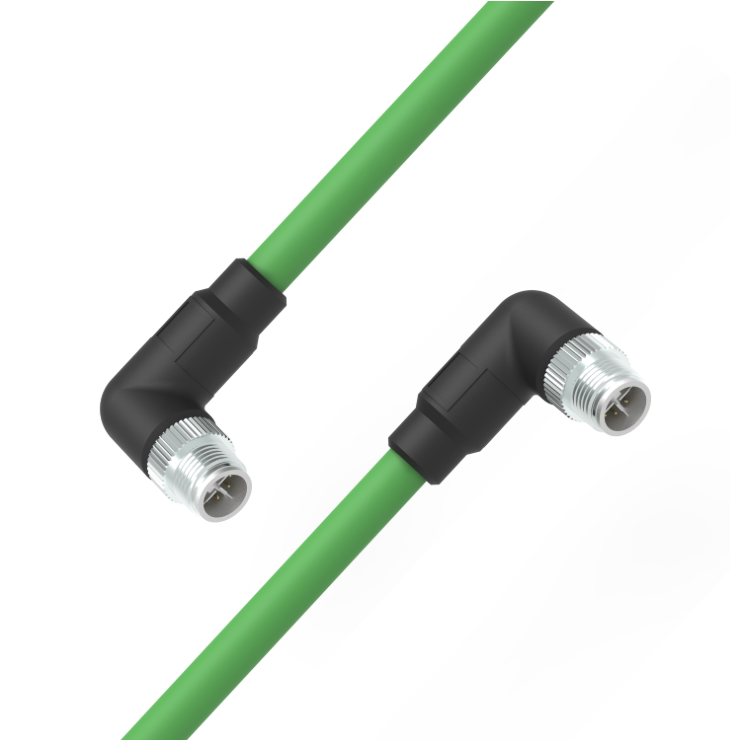 M12 X-coded male right angle to right angle 10G Ethernet cable