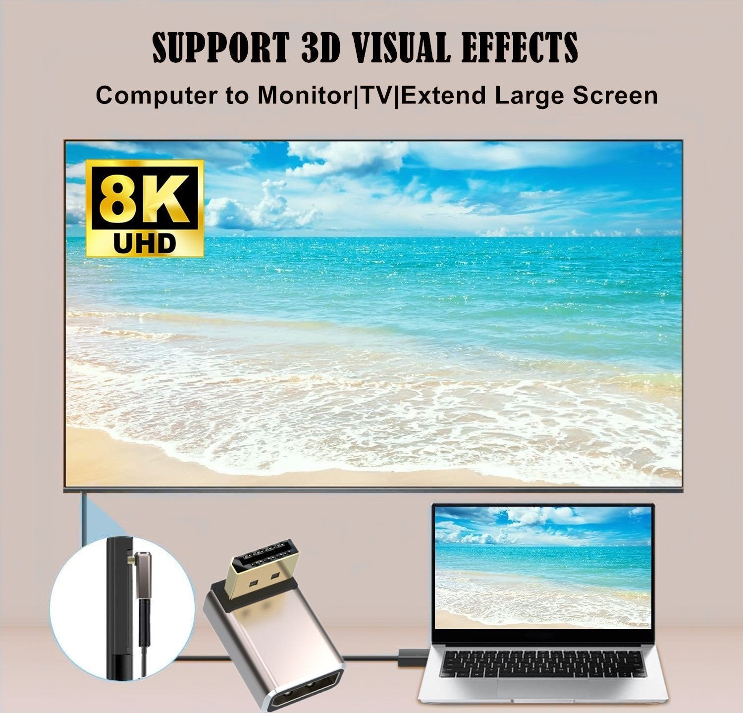 DisplayPort male to female vertical adapter