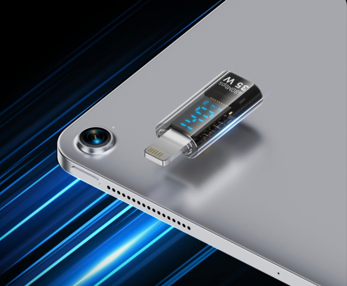 8 Pin male to USB C female data power adapter 35W 480Mbps