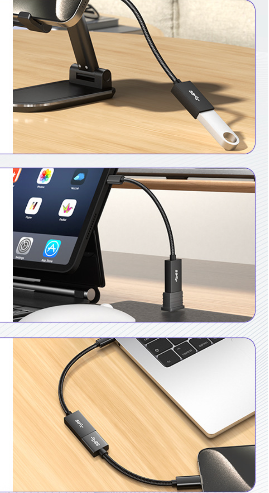 USB-C Male to USB-A 3.1 Female OTG Adapter Cable – Fast Data Transfer & Charging