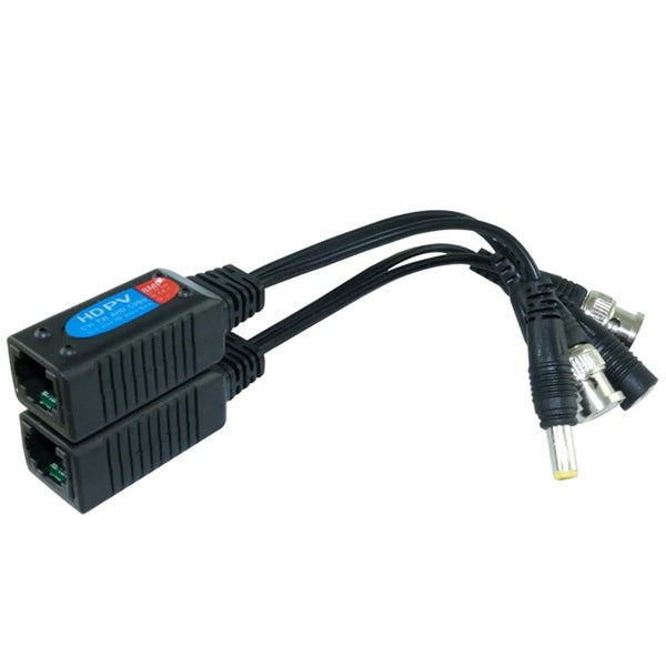 8MP CCTV balun pair with BNC video and DC male and female power connectors