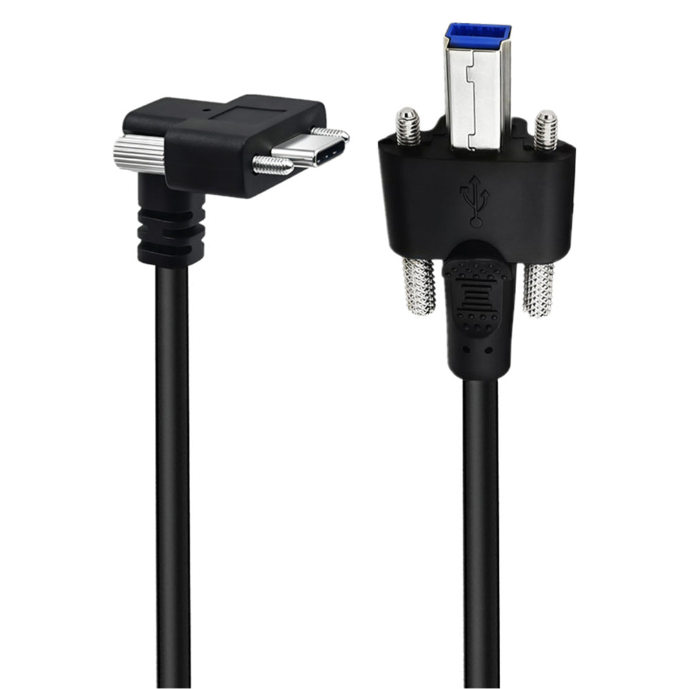 90-degree USB-C male connector with two panel-locking screws
