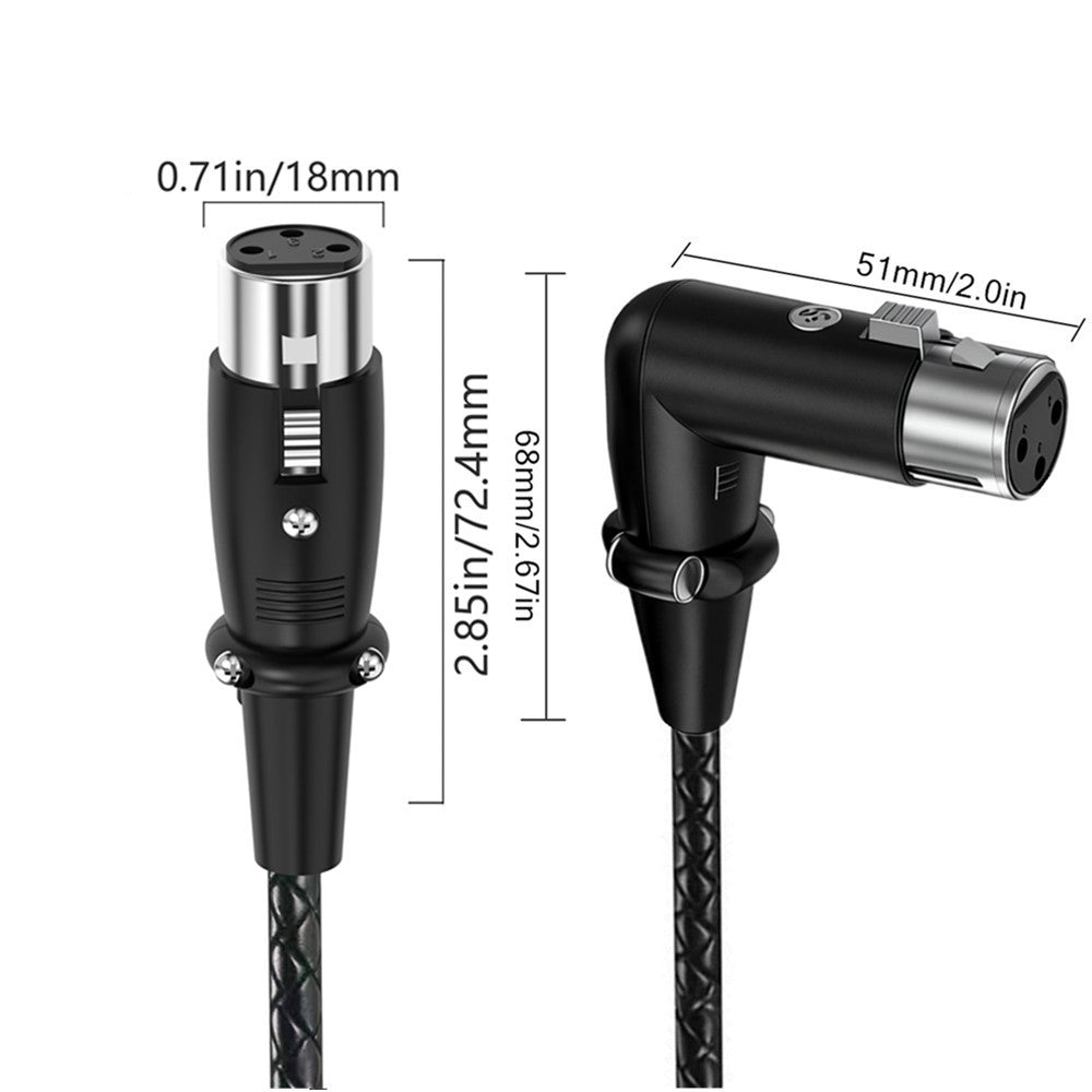 90-degree XLR female to dual quarter-inch TS audio splitter cable