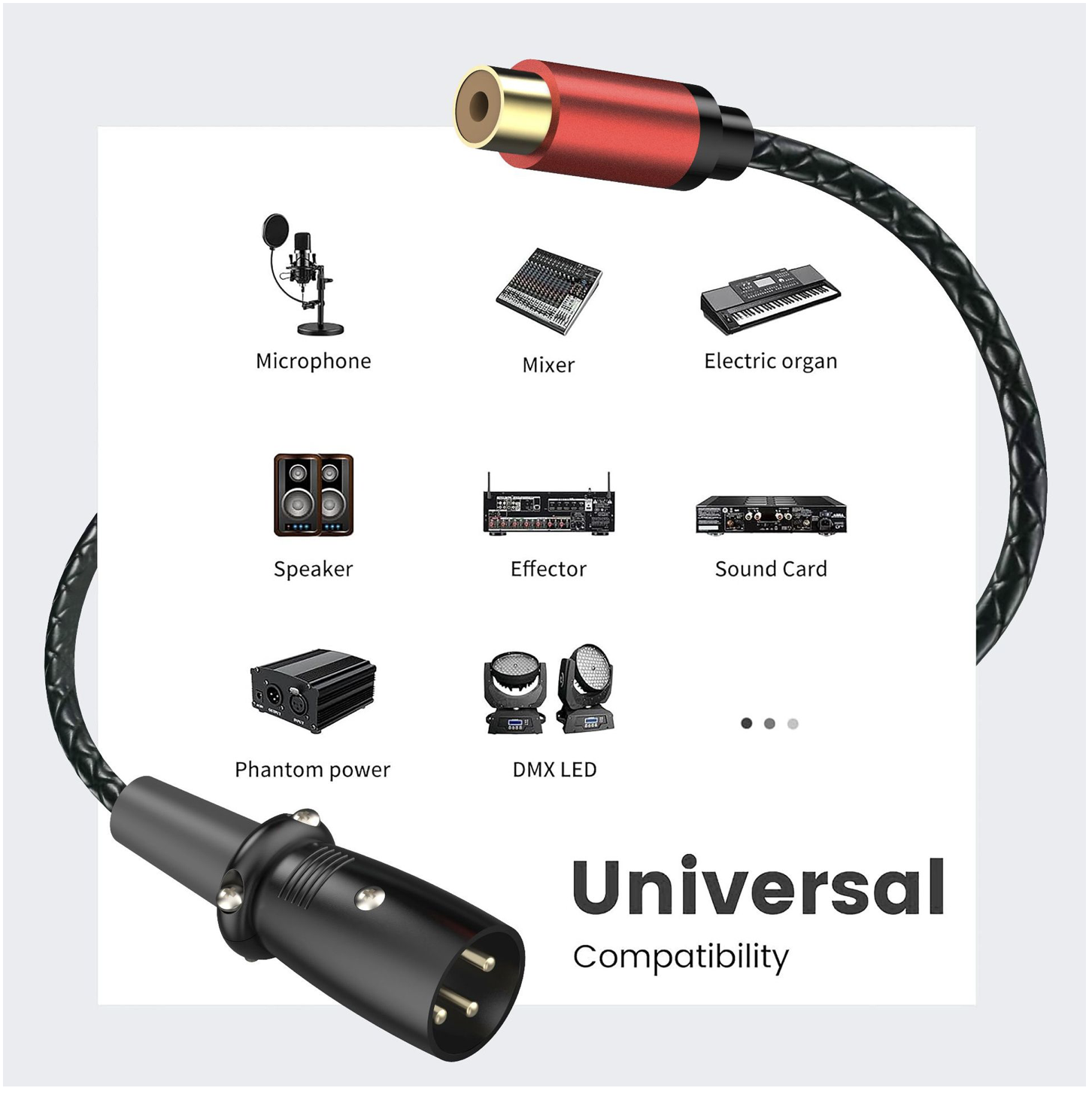 XLR Male 3 Pin to RCA Female Audio Cable – Professional Stereo Adapter for Audio Mixers & Amplifiers