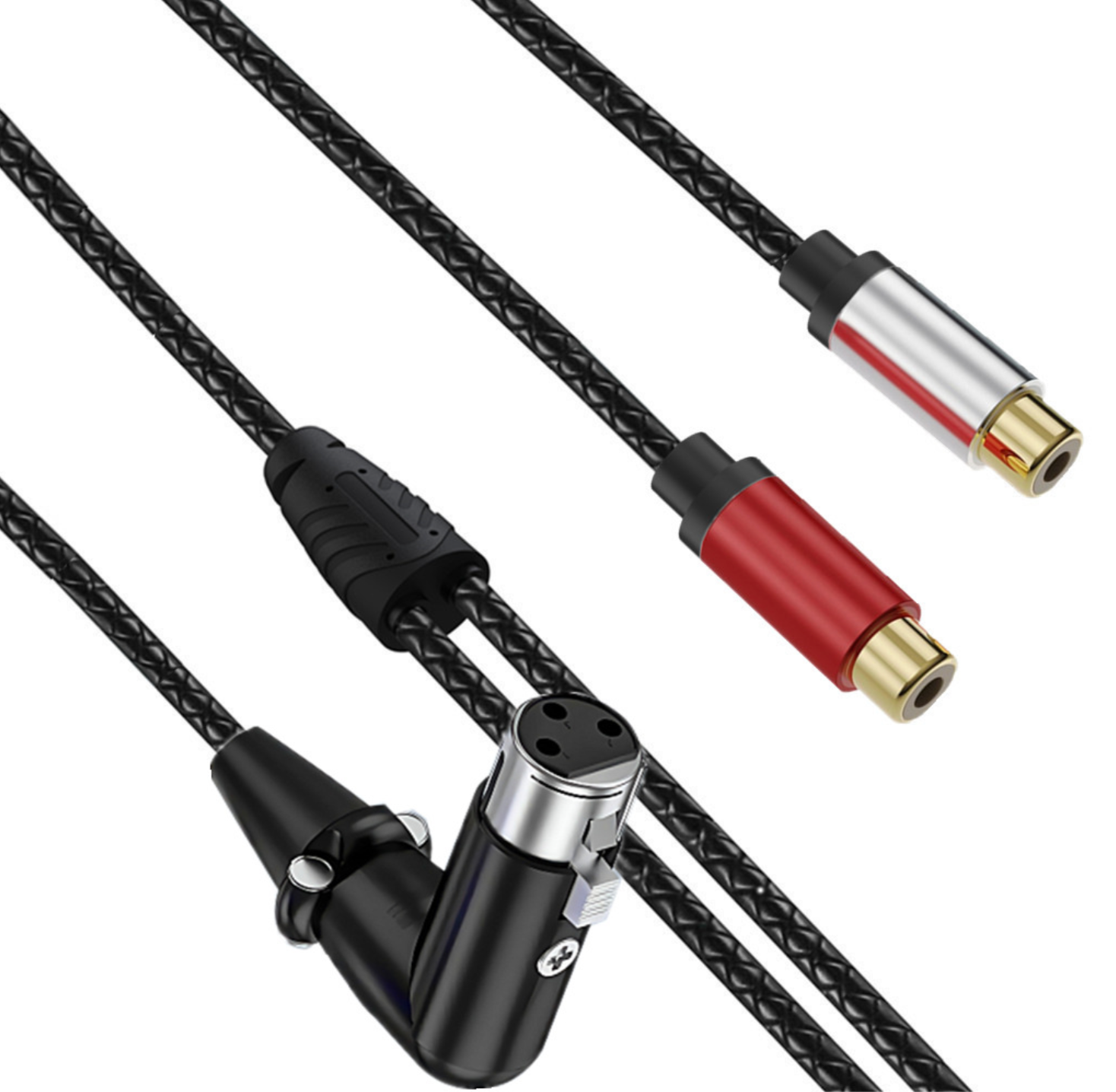 Dual RCA Female to Angled XLR Female Cable – 3Pin XLR to 2 RCA Y Splitter Patch Cord for Microphone, Mixer, Amplifier, Stereo System