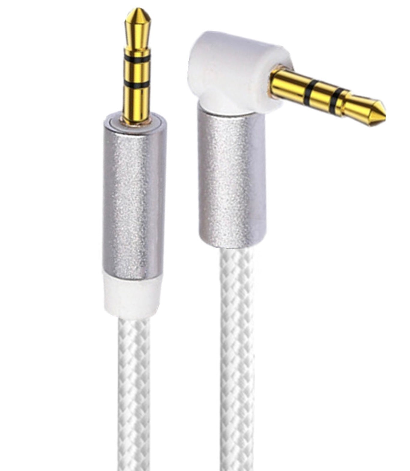 Braided 3.5mm angled male to male audio cable